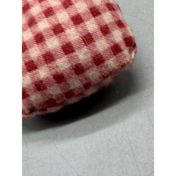 Vintage Handmade Cloth Doll Ornament With Red Gingham Dress & Heart Charm READ - Picture 4 of 6